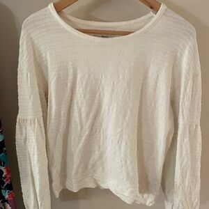 Madewell Cream Textured Long Sleeve Top